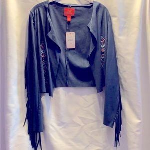 NWT Chelsea&Violet Navy fringe Casper cardigan M